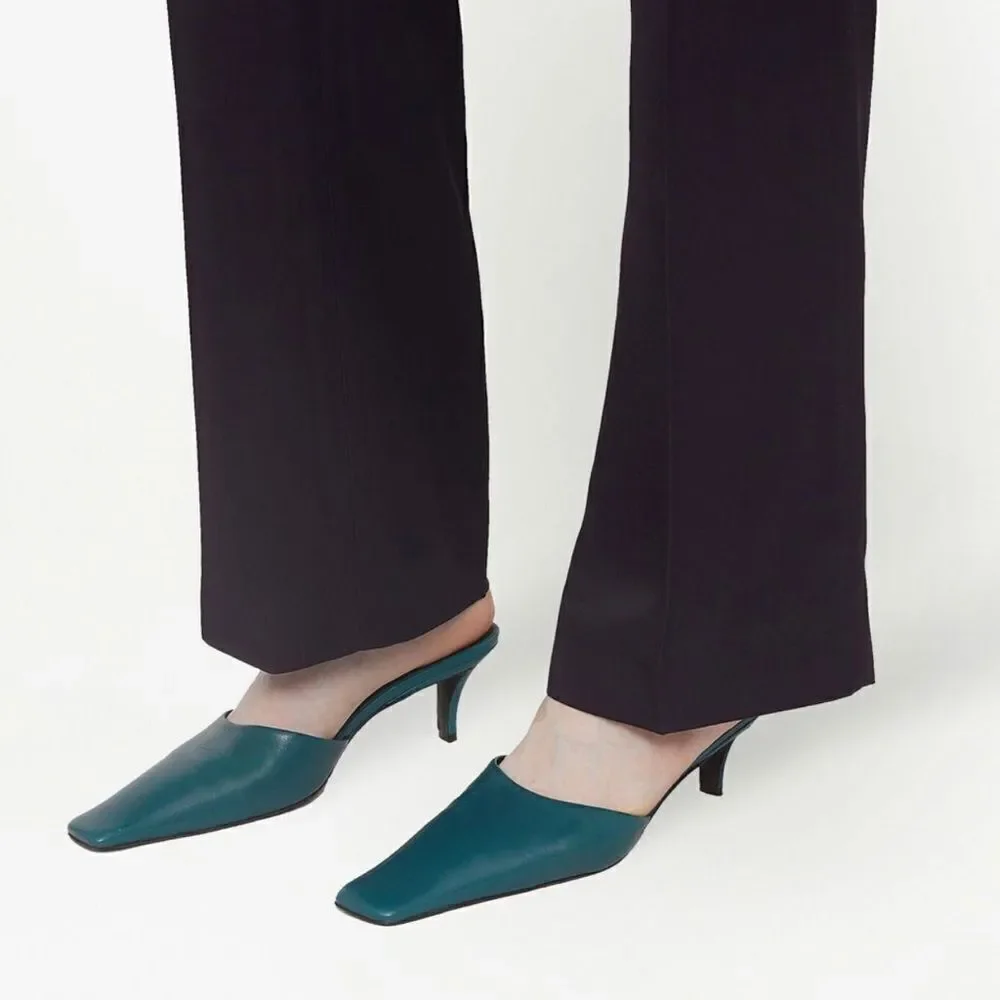 JIL SANDER Square Toe Leather Pumps size 36.5